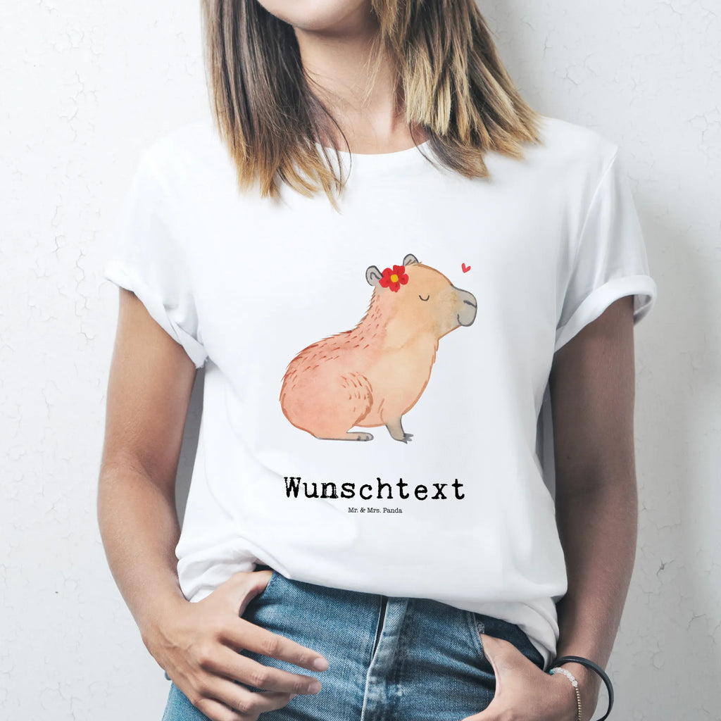 Personalisiertes T-Shirt Capybara Blume T-Shirt Personalisiert, T-Shirt mit Namen, T-Shirt mit Aufruck, Männer, Frauen, Tiermotive, Gute Laune, lustige Sprüche, Tiere, Capybara