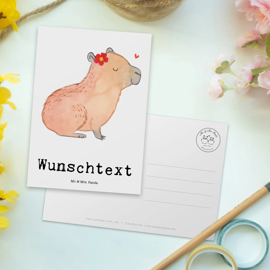 Personalisierte Postkarte Capybara Blume Postkarte mit Namen, Postkarte bedrucken, Postkarte mit Wunschtext, Postkarte personalisierbar, Geschenkkarte mit Namen, Grußkarte mit Namen, Karte mit Namen, Einladung mit Namen, Ansichtskarte mit Namen, Geschenkkarte mit Wunschtext, Grußkarte mit Wunschtext, Karte mit Wunschtext, Einladung mit Wunschtext, Ansichtskarte mit Wunschtext, Tiermotive, Gute Laune, lustige Sprüche, Tiere, Capybara