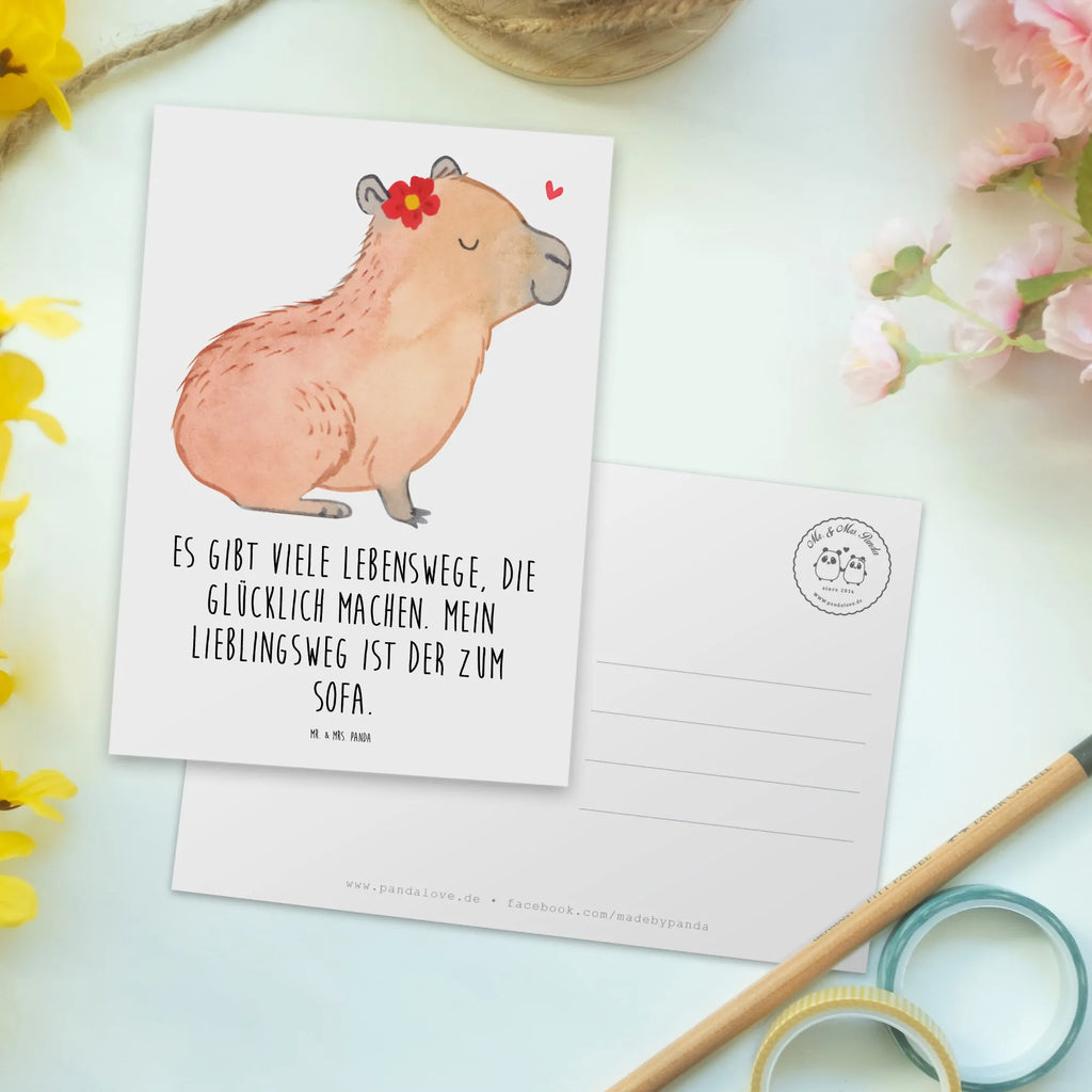 Postkarte Capybara Blume Postkarte, Karte, Geschenkkarte, Grußkarte, Einladung, Ansichtskarte, Geburtstagskarte, Einladungskarte, Dankeskarte, Ansichtskarten, Einladung Geburtstag, Einladungskarten Geburtstag, Tiermotive, Gute Laune, lustige Sprüche, Tiere, Capybara