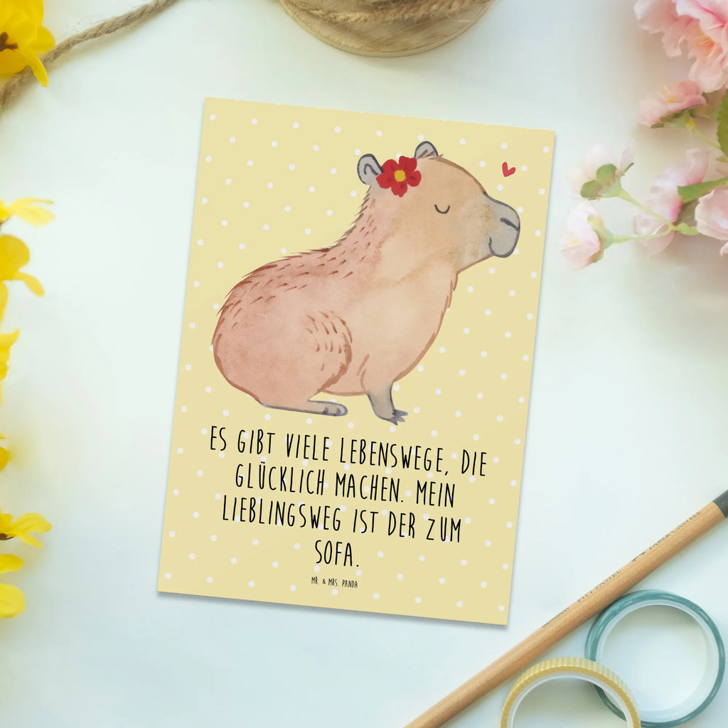 Postkarte Capybara Blume Postkarte, Karte, Geschenkkarte, Grußkarte, Einladung, Ansichtskarte, Geburtstagskarte, Einladungskarte, Dankeskarte, Ansichtskarten, Einladung Geburtstag, Einladungskarten Geburtstag, Tiermotive, Gute Laune, lustige Sprüche, Tiere, Capybara