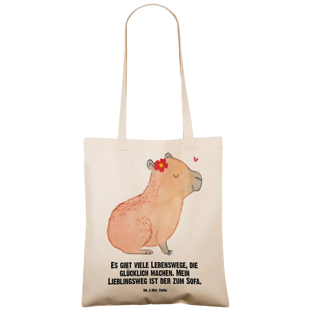 Tragetasche Capybara Blume Beuteltasche, Beutel, Einkaufstasche, Jutebeutel, Stoffbeutel, Tasche, Shopper, Umhängetasche, Strandtasche, Schultertasche, Stofftasche, Tragetasche, Badetasche, Jutetasche, Einkaufstüte, Laptoptasche, Tiermotive, Gute Laune, lustige Sprüche, Tiere, Capybara