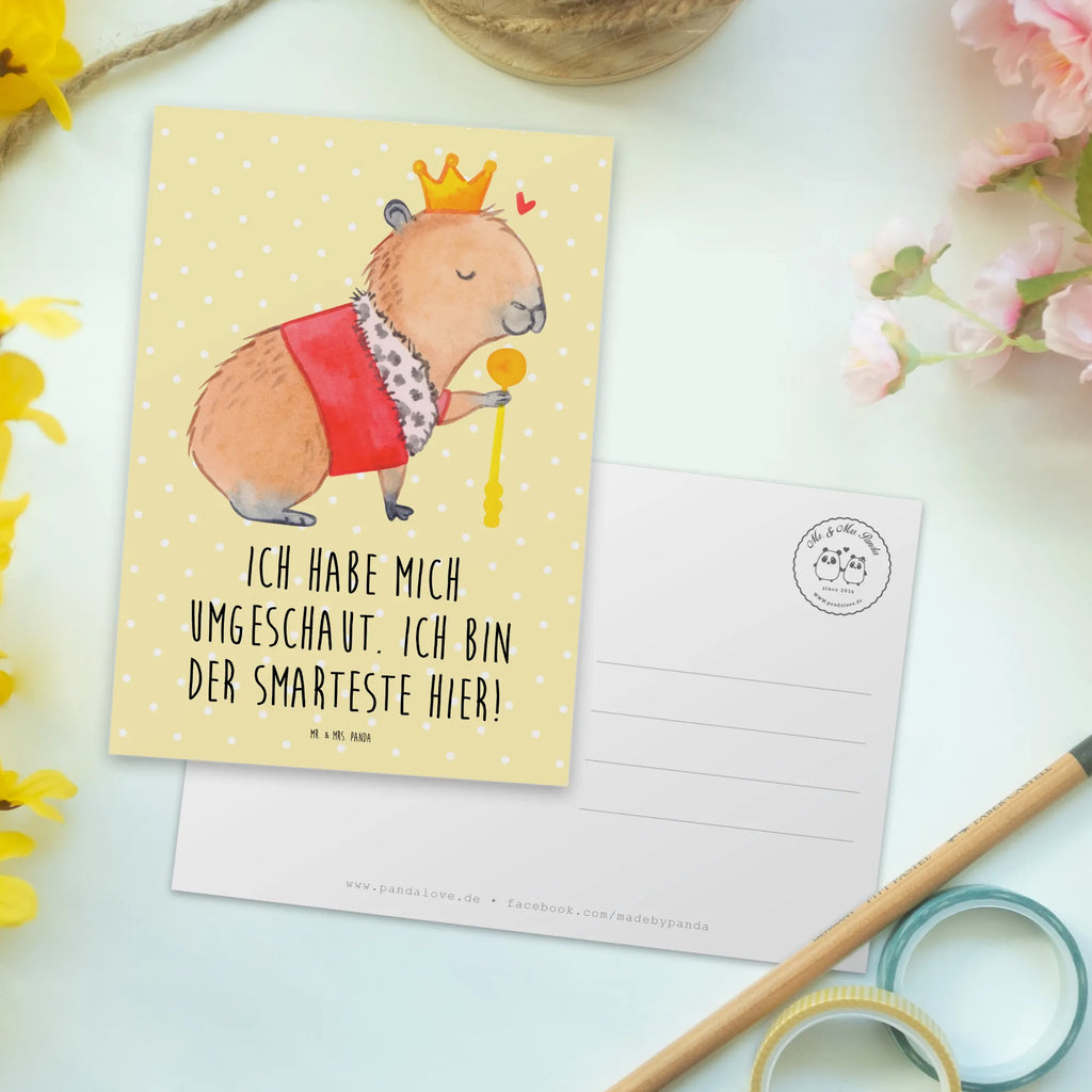 Postkarte Capybara König Postkarte, Karte, Geschenkkarte, Grußkarte, Einladung, Ansichtskarte, Geburtstagskarte, Einladungskarte, Dankeskarte, Ansichtskarten, Einladung Geburtstag, Einladungskarten Geburtstag, Tiermotive, Gute Laune, lustige Sprüche, Tiere, Capybara, König