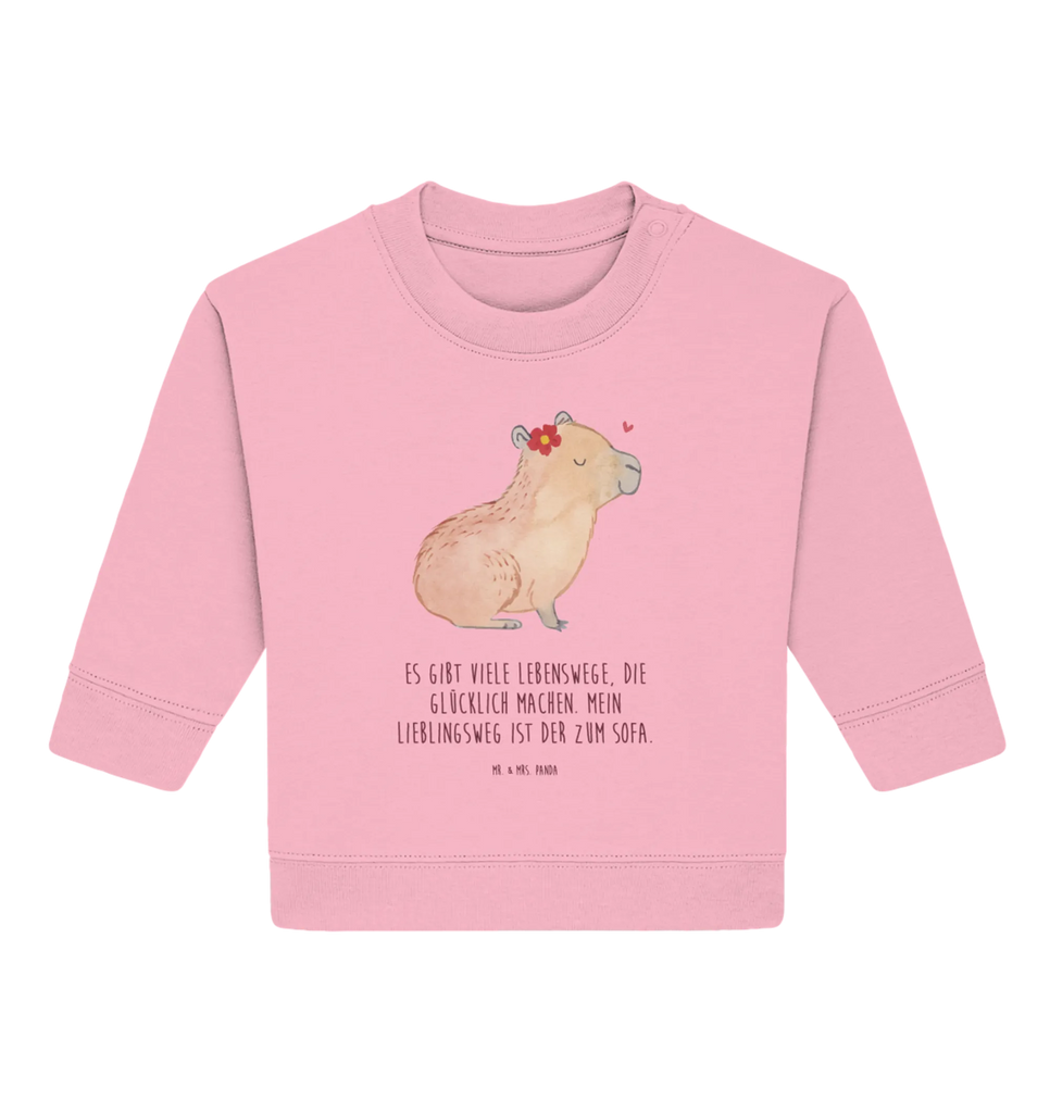 Organic Baby Pullover Capybara Blume Baby Bullover, Baby Sweatshirt, Tiermotive, Gute Laune, lustige Sprüche, Tiere, Capybara