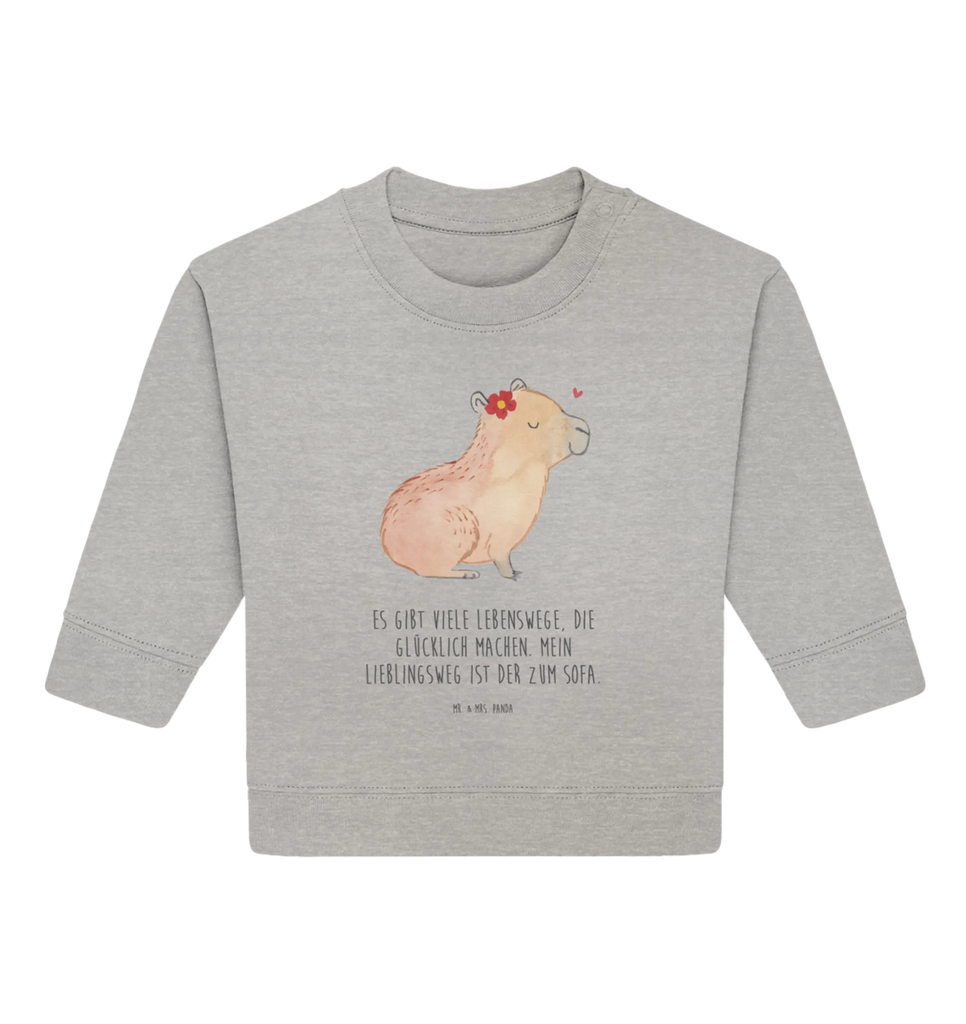 Organic Baby Pullover Capybara Blume Baby Bullover, Baby Sweatshirt, Tiermotive, Gute Laune, lustige Sprüche, Tiere, Capybara