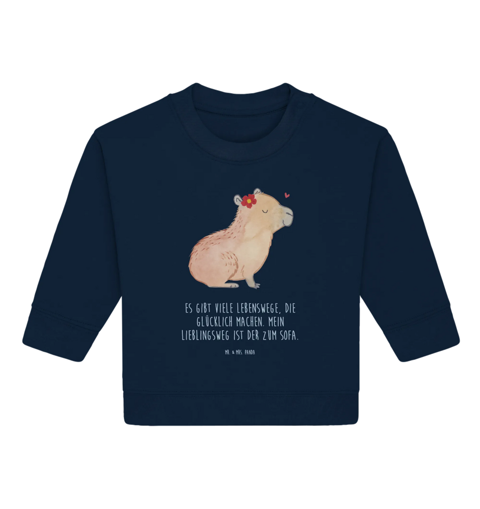 Organic Baby Pullover Capybara Blume Baby Bullover, Baby Sweatshirt, Tiermotive, Gute Laune, lustige Sprüche, Tiere, Capybara