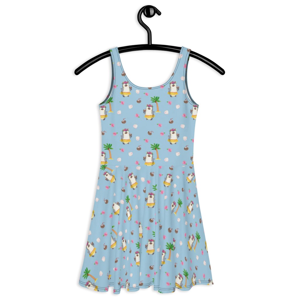 Sommerkleid Pinguin Kokosnuss Muster Sommerkleid, Kleid, Skaterkleid, Pinguin, Aloha, Hawaii, Urlaub, Kokosnuss, Pinguine