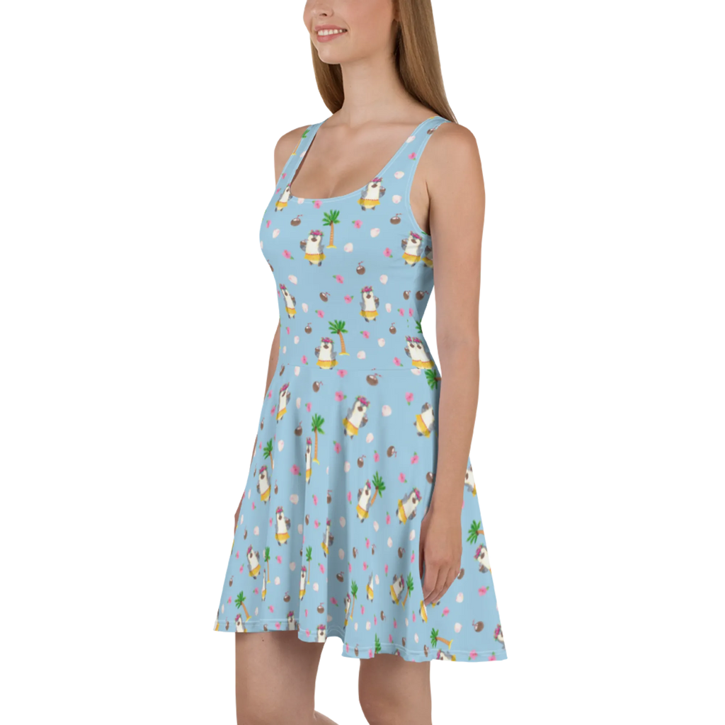 Sommerkleid Pinguin Kokosnuss Muster Sommerkleid, Kleid, Skaterkleid, Pinguin, Aloha, Hawaii, Urlaub, Kokosnuss, Pinguine