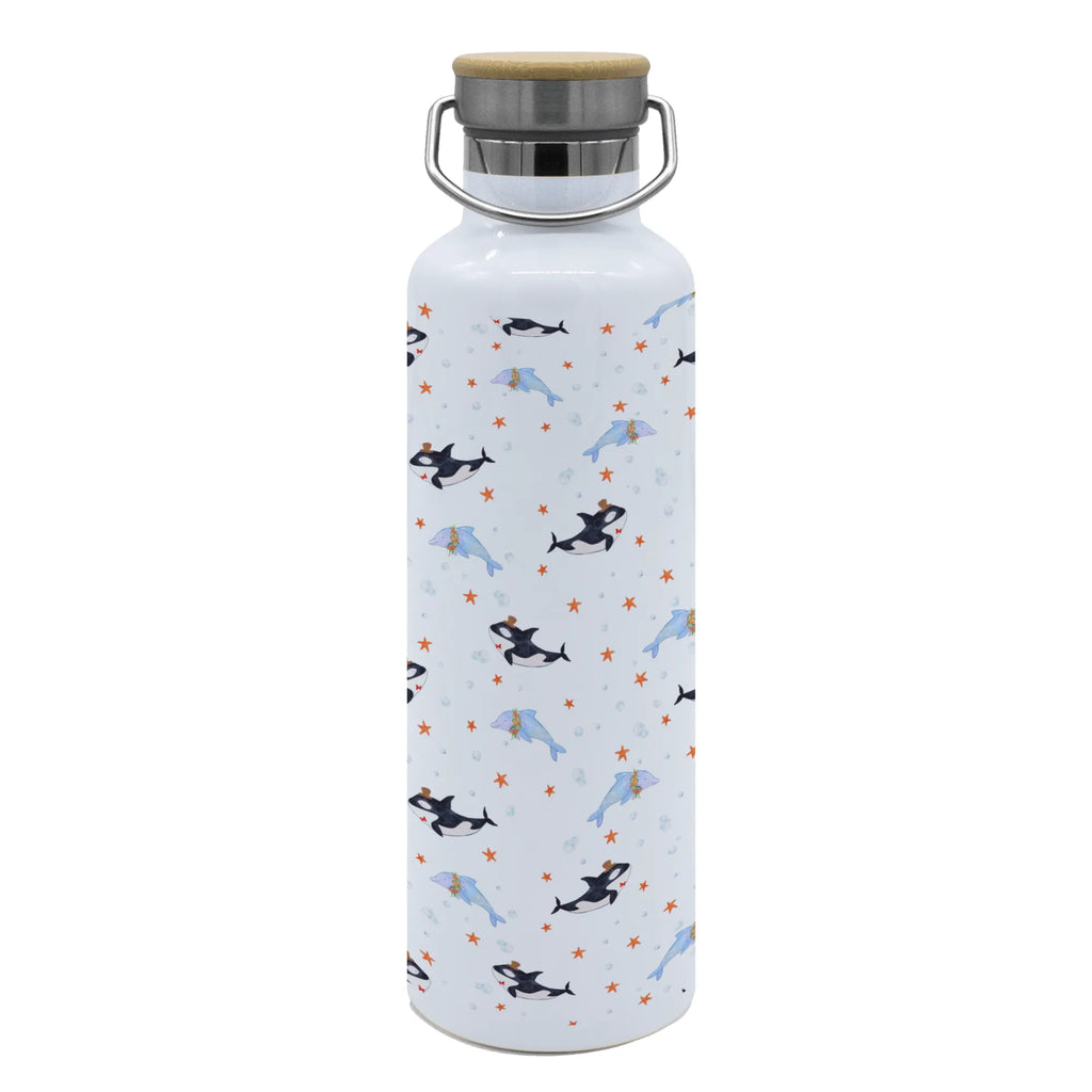 Trinkflasche Orca Zylinder Muster Thermosflasche, Isolierflasche, Edelstahl, Trinkflasche, isoliert, Wamrhaltefunktion, Sportflasche, Flasche zum Sport, Sportlerflasche, Meerestiere, Meer, Urlaub, Narwal, Glitter, Konfetti, Glitzer, Geburtstag, Feier, Fete, Fest, Glückwunsch, Orca