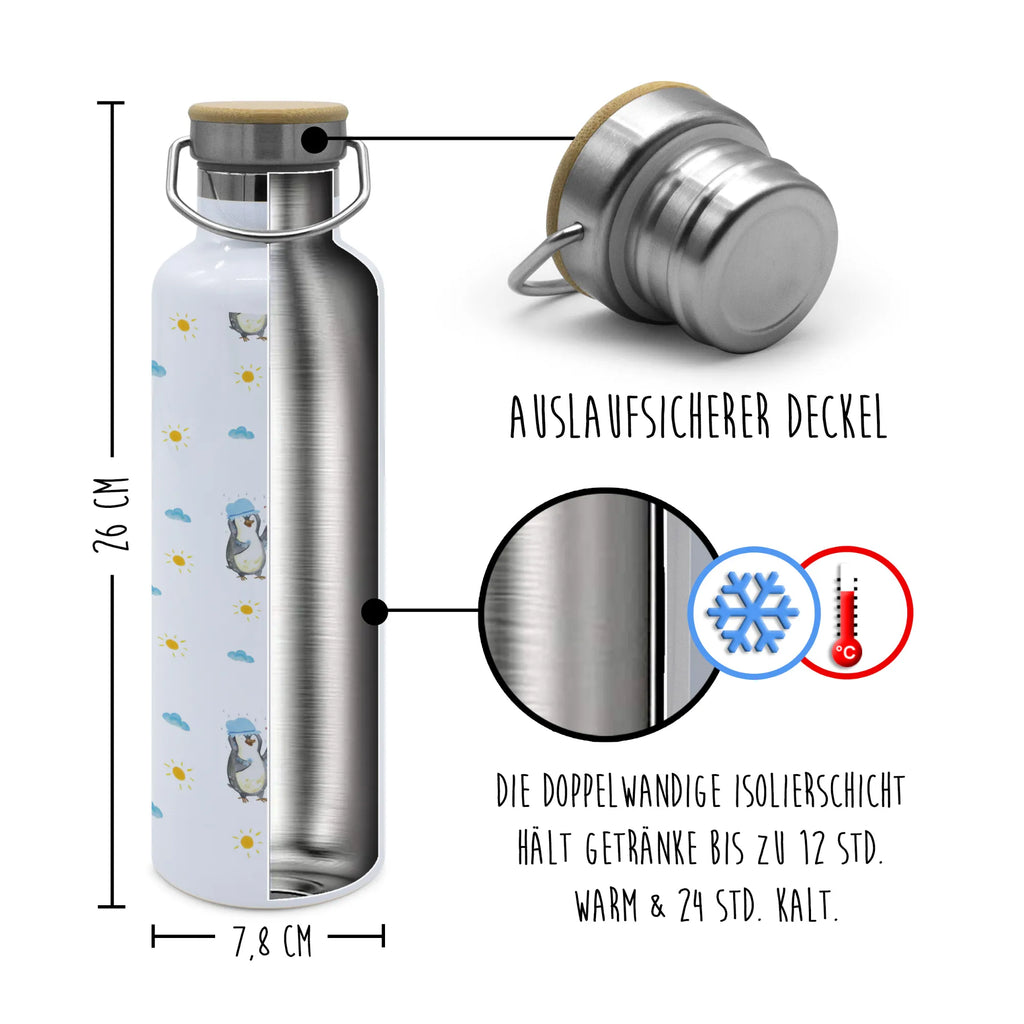 Trinkflasche Pinguin Duschen Muster Thermosflasche, Isolierflasche, Edelstahl, Trinkflasche, isoliert, Wamrhaltefunktion, Sportflasche, Flasche zum Sport, Sportlerflasche, Pinguin, Pinguine, Dusche, duschen, Lebensmotto, Motivation, Neustart, Neuanfang, glücklich sein