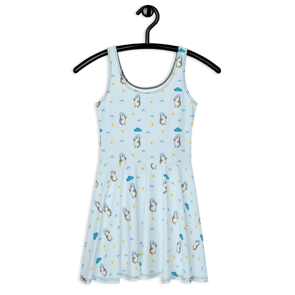 Sommerkleid Pinguin Duschen Muster Sommerkleid, Kleid, Skaterkleid, Pinguin, Pinguine, Dusche, duschen, Lebensmotto, Motivation, Neustart, Neuanfang, glücklich sein