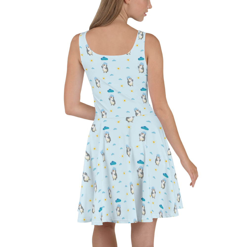 Sommerkleid Pinguin Duschen Muster Sommerkleid, Kleid, Skaterkleid, Pinguin, Pinguine, Dusche, duschen, Lebensmotto, Motivation, Neustart, Neuanfang, glücklich sein