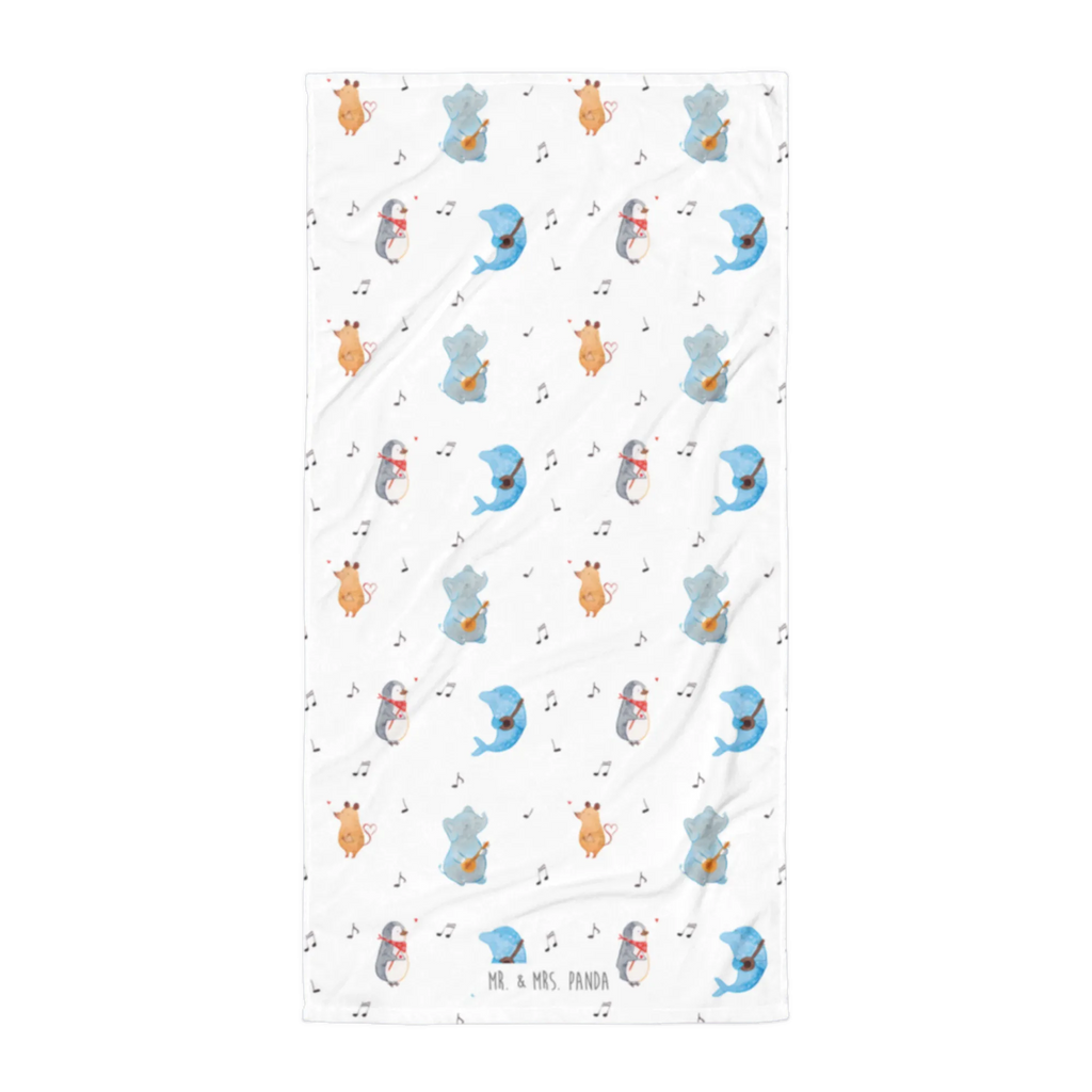 XL Badehandtuch Big Band Muster Handtuch, Badetuch, Duschtuch, Strandtuch, Saunatuch, Tiermotive, Gute Laune, lustige Sprüche, Tiere, Hund, Pinguin, Maus, Elefant, Delfin, Gitarre, Band, Triangel, Musikanten, Musik