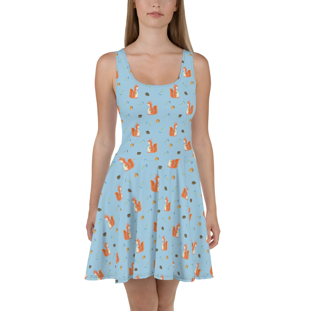 Sommerkleid Eichhörnchen Blume Muster Sommerkleid, Kleid, Skaterkleid, Tiermotive, Gute Laune, lustige Sprüche, Tiere, Eichhörnchen, Eichhorn, Spruch positiv, Lachen, Spaß, Motivation Sprüche, Motivation Bilder, glücklich Spruch, Spruch Deko