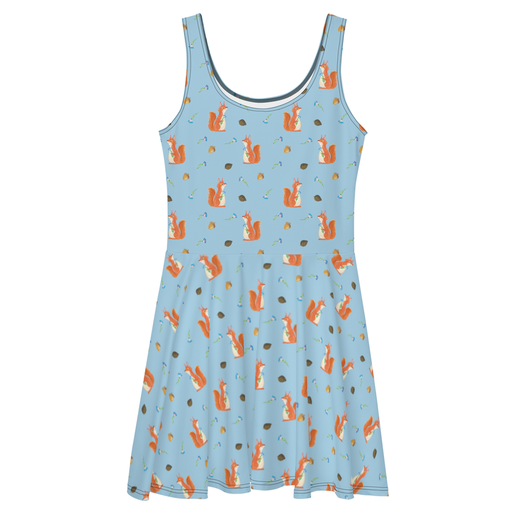 Sommerkleid Eichhörnchen Blume Muster Sommerkleid, Kleid, Skaterkleid, Tiermotive, Gute Laune, lustige Sprüche, Tiere, Eichhörnchen, Eichhorn, Spruch positiv, Lachen, Spaß, Motivation Sprüche, Motivation Bilder, glücklich Spruch, Spruch Deko