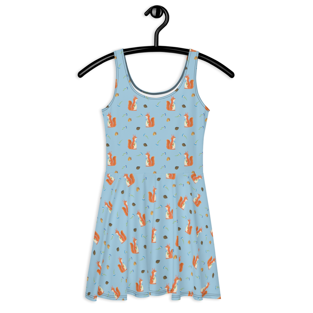 Sommerkleid Eichhörnchen Blume Muster Sommerkleid, Kleid, Skaterkleid, Tiermotive, Gute Laune, lustige Sprüche, Tiere, Eichhörnchen, Eichhorn, Spruch positiv, Lachen, Spaß, Motivation Sprüche, Motivation Bilder, glücklich Spruch, Spruch Deko