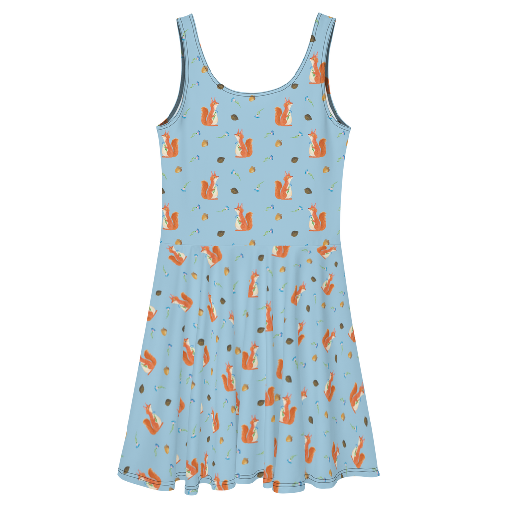 Sommerkleid Eichhörnchen Blume Muster Sommerkleid, Kleid, Skaterkleid, Tiermotive, Gute Laune, lustige Sprüche, Tiere, Eichhörnchen, Eichhorn, Spruch positiv, Lachen, Spaß, Motivation Sprüche, Motivation Bilder, glücklich Spruch, Spruch Deko