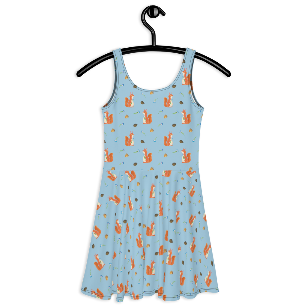 Sommerkleid Eichhörnchen Blume Muster Sommerkleid, Kleid, Skaterkleid, Tiermotive, Gute Laune, lustige Sprüche, Tiere, Eichhörnchen, Eichhorn, Spruch positiv, Lachen, Spaß, Motivation Sprüche, Motivation Bilder, glücklich Spruch, Spruch Deko