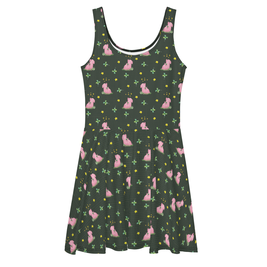 Sommerkleid Schwein Glück Muster Sommerkleid, Kleid, Skaterkleid, Tiermotive, Gute Laune, lustige Sprüche, Tiere, Glücksschwein. Glück, Schwein, Schweinchen, Sterne, Sernchen, Ziele, Träume, Motivation, Glücksbringer