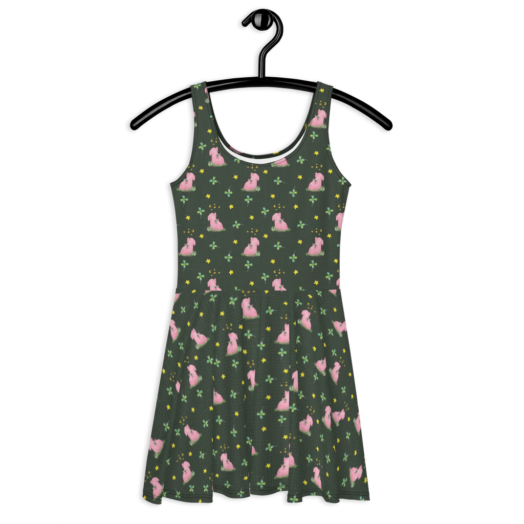 Sommerkleid Schwein Glück Muster Sommerkleid, Kleid, Skaterkleid, Tiermotive, Gute Laune, lustige Sprüche, Tiere, Glücksschwein. Glück, Schwein, Schweinchen, Sterne, Sernchen, Ziele, Träume, Motivation, Glücksbringer