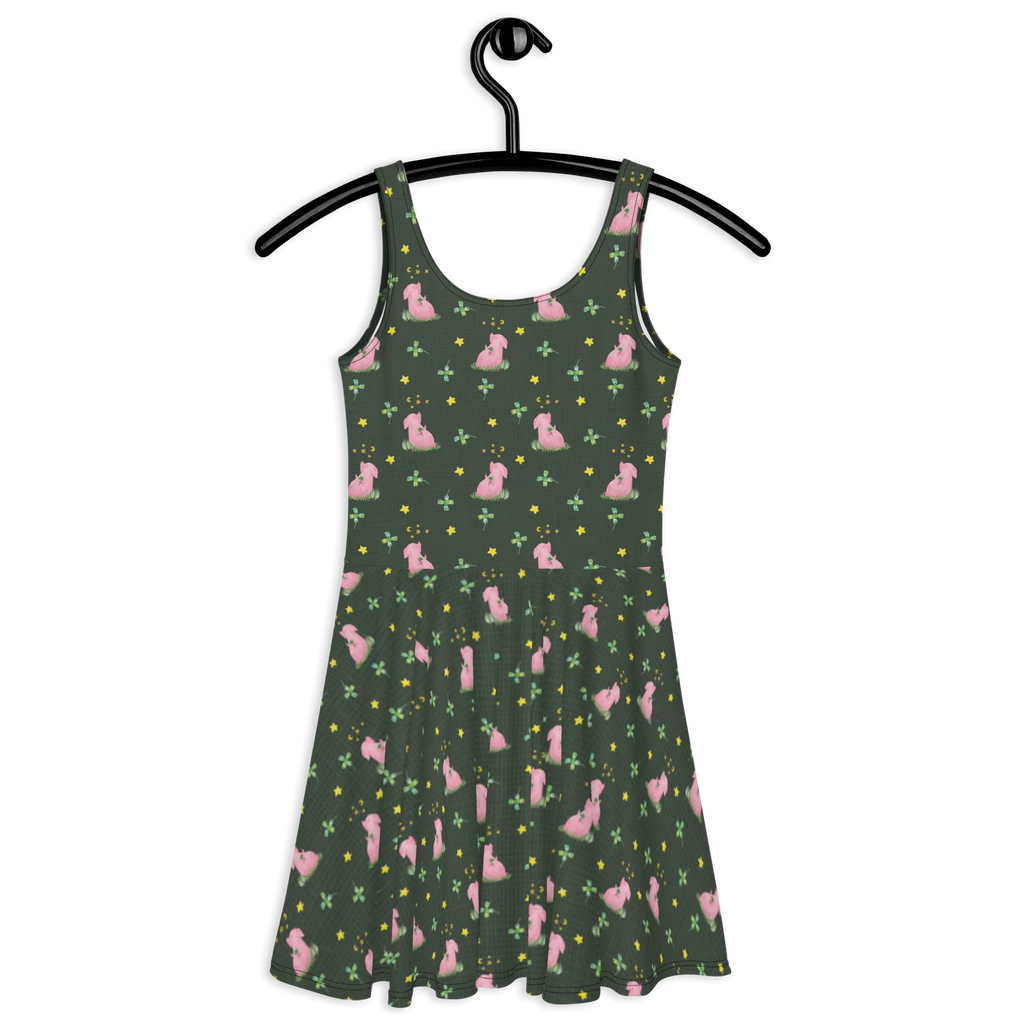 Sommerkleid Schwein Glück Muster Sommerkleid, Kleid, Skaterkleid, Tiermotive, Gute Laune, lustige Sprüche, Tiere, Glücksschwein. Glück, Schwein, Schweinchen, Sterne, Sernchen, Ziele, Träume, Motivation, Glücksbringer