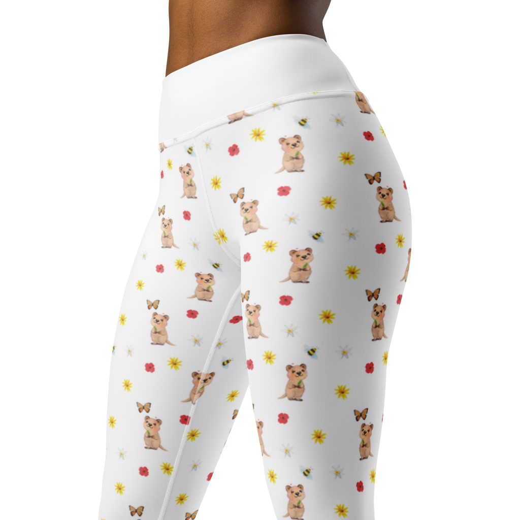 Yogahose Quokka Happy Muster Yogapants, Yogaleggings, Yogaleggins, Yogahose Damen, Yogahose, Frauen, Yogahose Mädchen, Yogahose Kinder, Yogahose Herren, Yogahose Männer, Tiermotive, Gute Laune, lustige Sprüche, Tiere, Quokka, Verschieben, Aufschieberitis, Lustiger Spruch, Niedliches Tier, Dinge erledigen