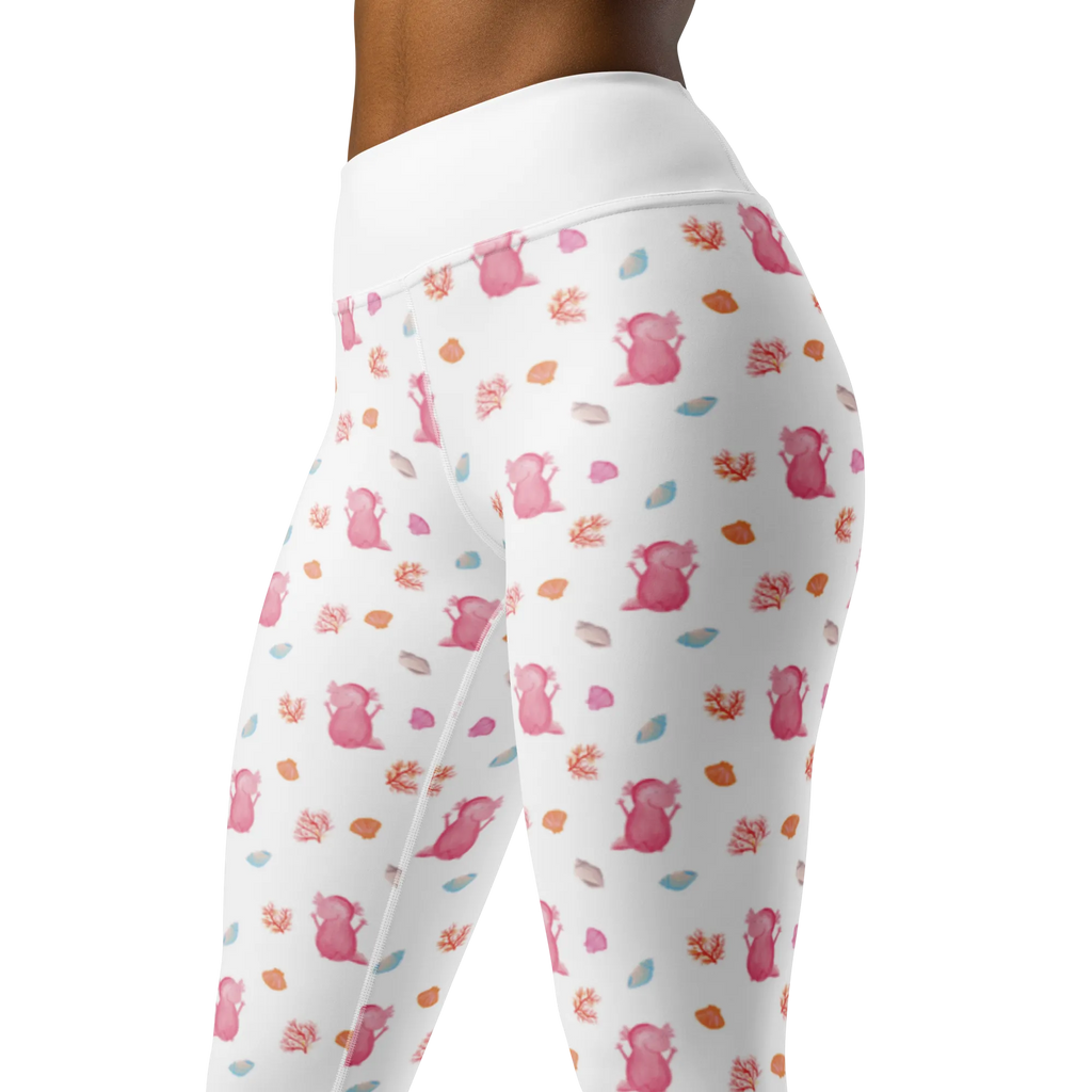 Yogahose Axolotl Hurra Muster Yogapants, Yogaleggings, Yogaleggins, Yogahose Damen, Yogahose, Frauen, Yogahose Mädchen, Yogahose Kinder, Yogahose Herren, Yogahose Männer, Axolotl, Molch, Axolot, Schwanzlurch, Lurch, Lurche, fröhlich, Spaß, Freude, Motivation, Zufriedenheit