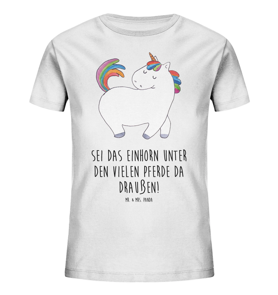 Organic Kinder T-Shirt Einhorn Stolzieren Kinder T-Shirt, Kinder T-Shirt Mädchen, Kinder T-Shirt Jungen, Einhorn, Einhörner, Einhorn Deko, Pegasus, Unicorn, stolz, anders, bunt, Pferd, Reiter, Reiten, Freundin, Geschenk