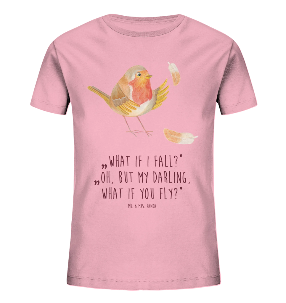 Organic Kinder T-Shirt Rotkehlchen Federn Kinder T-Shirt, Kinder T-Shirt Mädchen, Kinder T-Shirt Jungen, Tiermotive, Gute Laune, lustige Sprüche, Tiere, What if i fall, Rotkehlchen, Spruch Motivation, Spruch Mut, Vogel, Motivation Sprüche, Motivationsbilder, fliegen