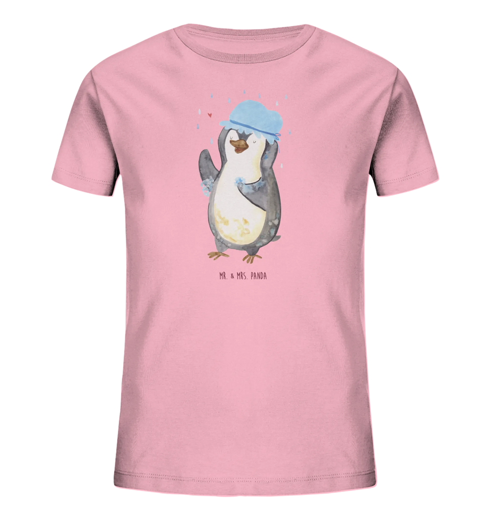 Organic Kinder T-Shirt Pinguin Duschen Kinder T-Shirt, Kinder T-Shirt Mädchen, Kinder T-Shirt Jungen, Pinguin, Pinguine, Dusche, duschen, Lebensmotto, Motivation, Neustart, Neuanfang, glücklich sein