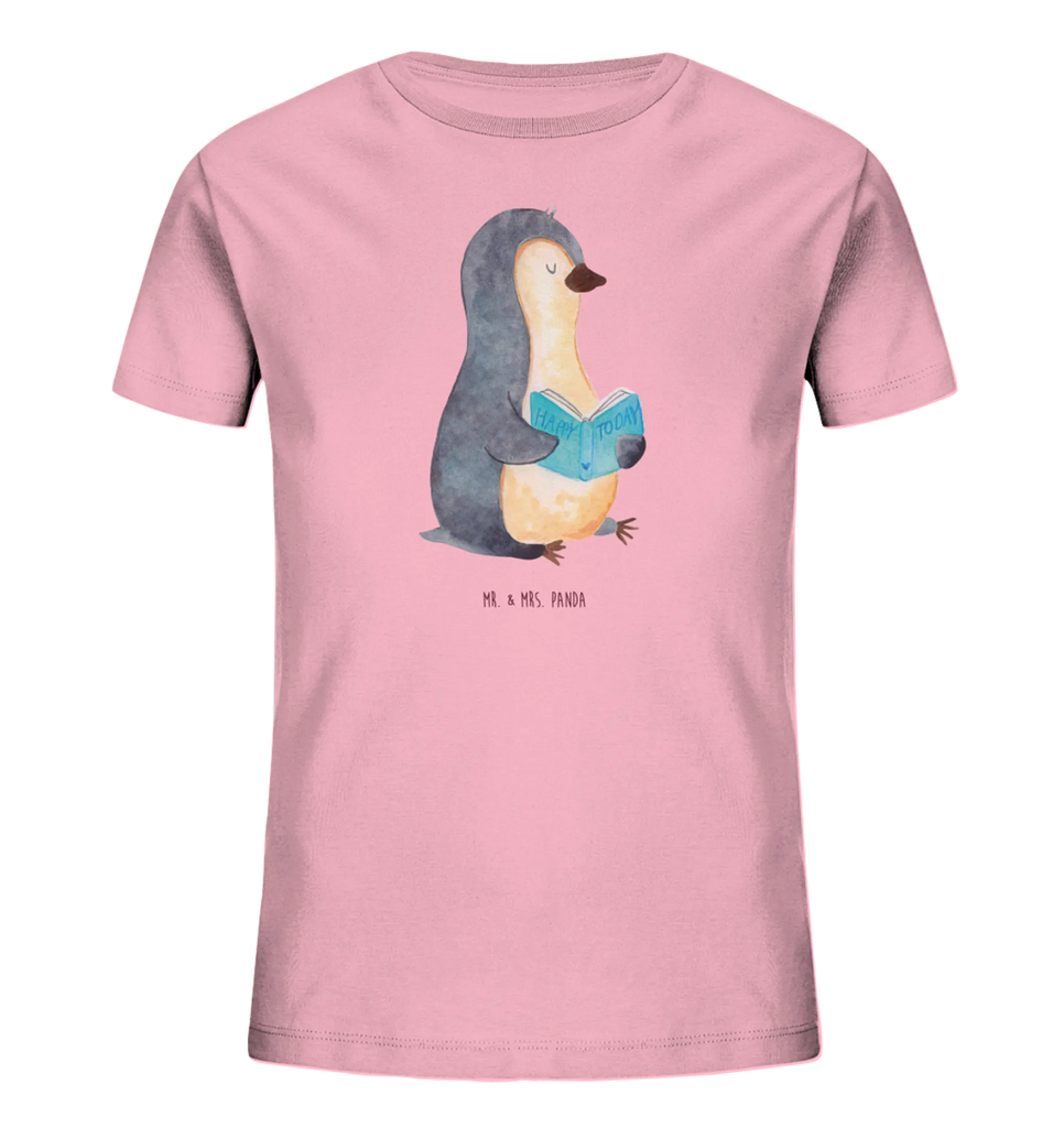 Organic Kinder T-Shirt Pinguin Buch Kinder T-Shirt, Kinder T-Shirt Mädchen, Kinder T-Shirt Jungen, Pinguin, Pinguine, Buch, Lesen, Bücherwurm, Nichtstun, Faulenzen, Ferien, Urlaub, Freizeit