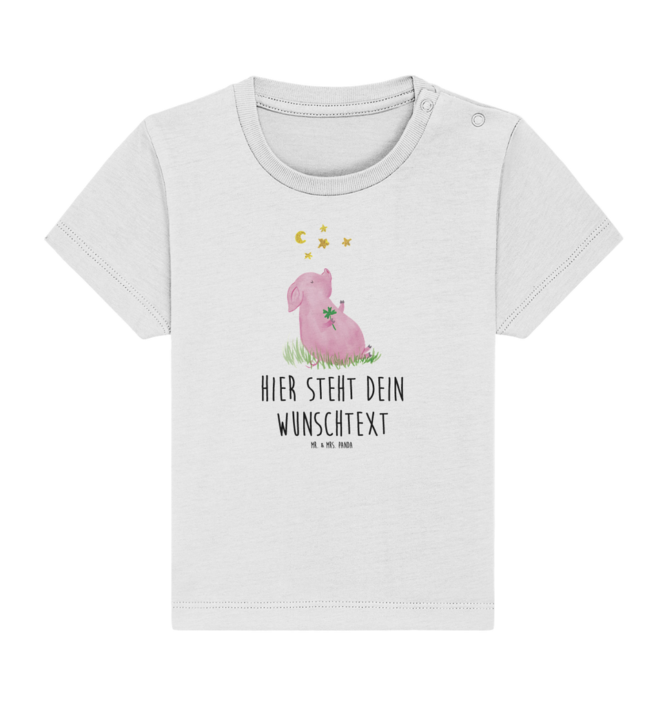 Personalisiertes Baby Shirt Schwein Glück Personalisiertes Baby T-Shirt, Personalisiertes Jungen Baby T-Shirt, Personalisiertes Mädchen Baby T-Shirt, Personalisiertes Shirt, Tiermotive, Gute Laune, lustige Sprüche, Tiere, Glücksschwein. Glück, Schwein, Schweinchen, Sterne, Sernchen, Ziele, Träume, Motivation, Glücksbringer