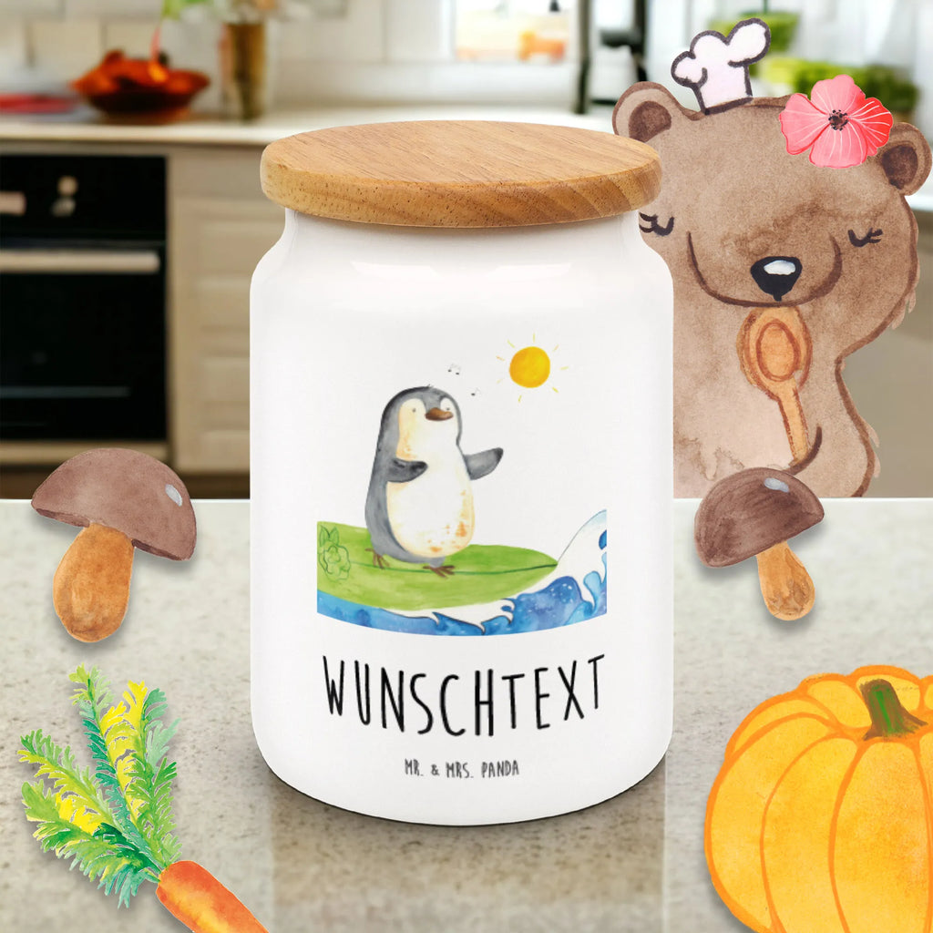 Personalisierte Vorratsdose Pinguin Surfer Personalisierte Vorratsdose, Personalisierte Keksdose, Personalisierte Keramikdose, Personalisierte Leckerlidose, Personalisierte Dose, Personalisierter Vorratsbehälter, Personalisierte Aufbewahrungsdose, Pinguin, Pinguine, surfen, Surfer, Hawaii, Urlaub, Wellen, Wellen reiten, Portugal