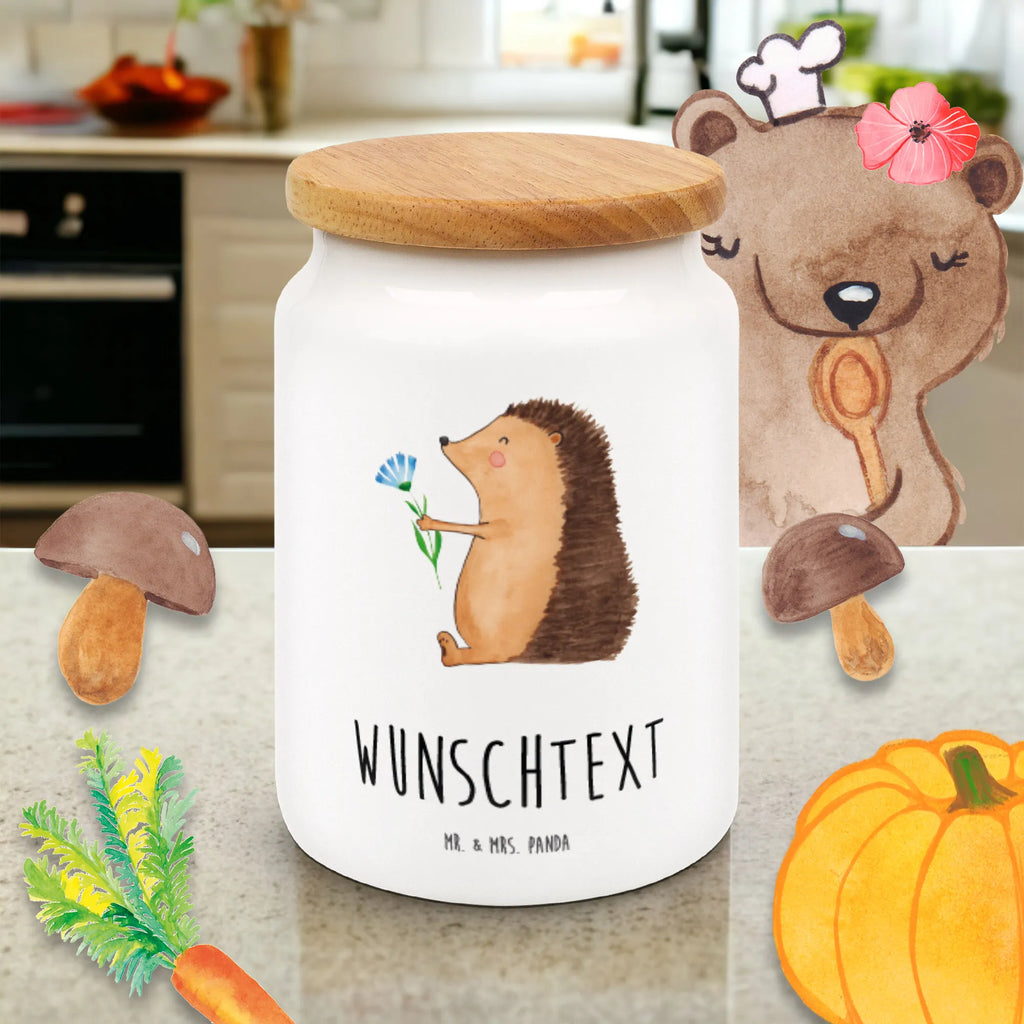 Personalisierte Vorratsdose Igel mit Blume Personalisierte Vorratsdose, Personalisierte Keksdose, Personalisierte Keramikdose, Personalisierte Leckerlidose, Personalisierte Dose, Personalisierter Vorratsbehälter, Personalisierte Aufbewahrungsdose, Tiermotive, Gute Laune, lustige Sprüche, Tiere, Igel, Gute Besserung, Genesungswünsche, Krankheit, Krankenhaus, krank, Besuch