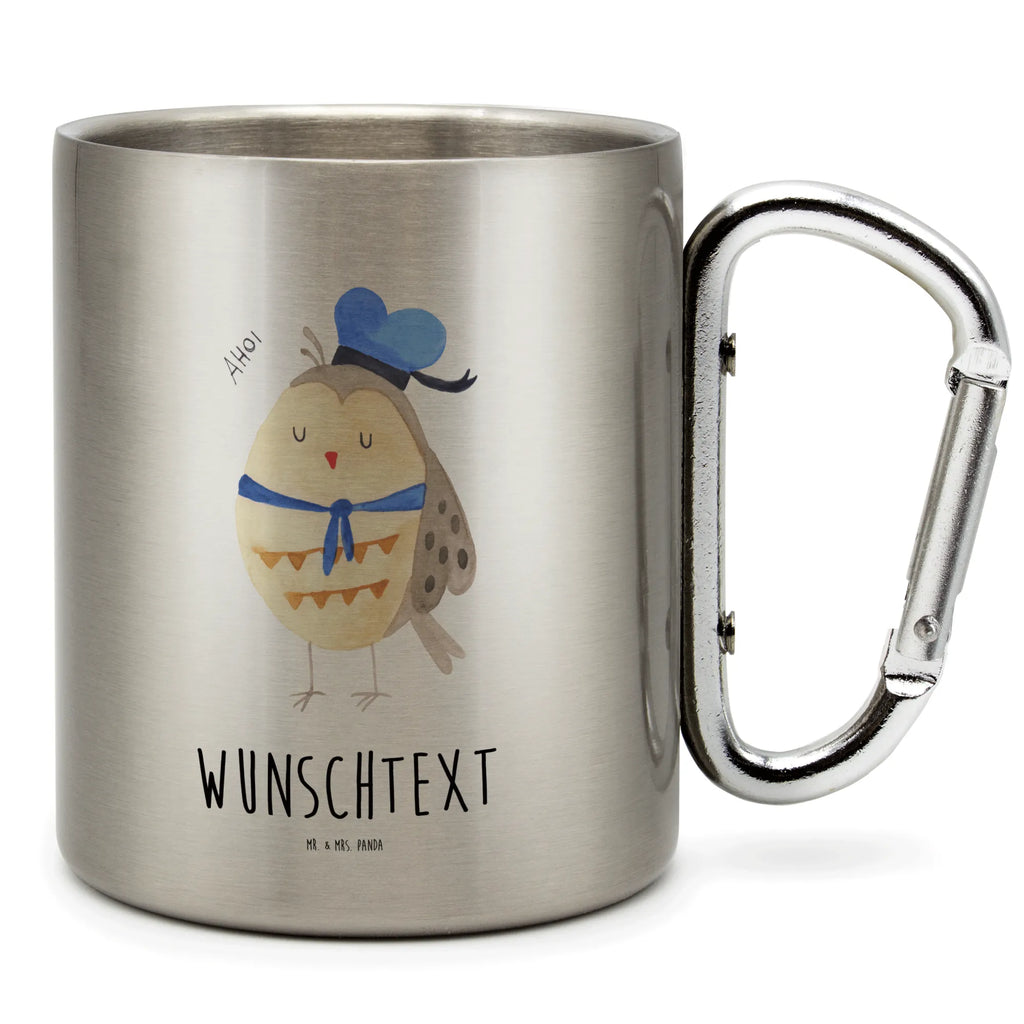 Personalisierter Edelstahlbecher Eule Matrosen Personalisierte Edelstahltasse, Personalisierter Edelstahlbecher, Personalisierter Outdoor Becher, Personalisierte Outdoor Tasse, Eule, Eule Spruch, Eule Deko, Owl, Wortspiel lustig, Matrose, Freundin, Ehe, Seefahrer, Heimathafen, Hochzeitstag Geschenk