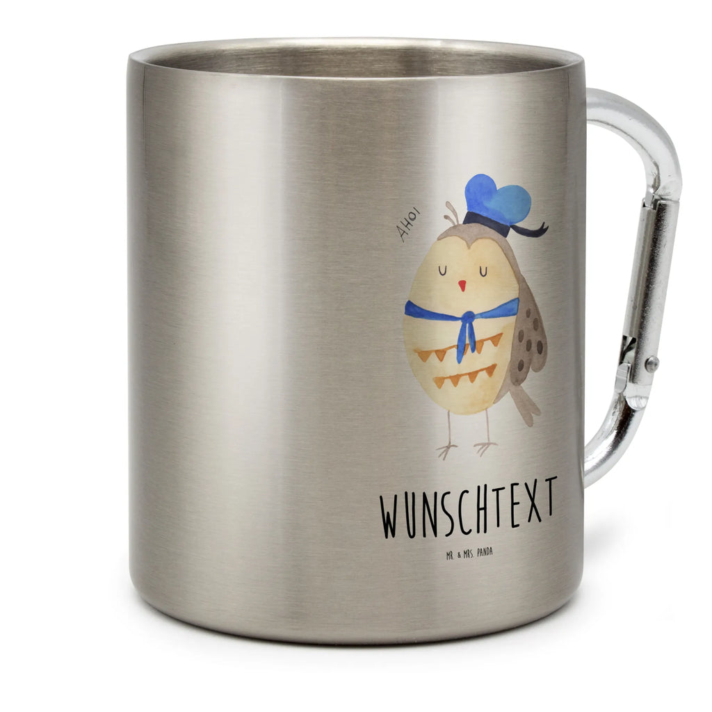 Personalisierter Edelstahlbecher Eule Matrosen Personalisierte Edelstahltasse, Personalisierter Edelstahlbecher, Personalisierter Outdoor Becher, Personalisierte Outdoor Tasse, Eule, Eule Spruch, Eule Deko, Owl, Wortspiel lustig, Matrose, Freundin, Ehe, Seefahrer, Heimathafen, Hochzeitstag Geschenk