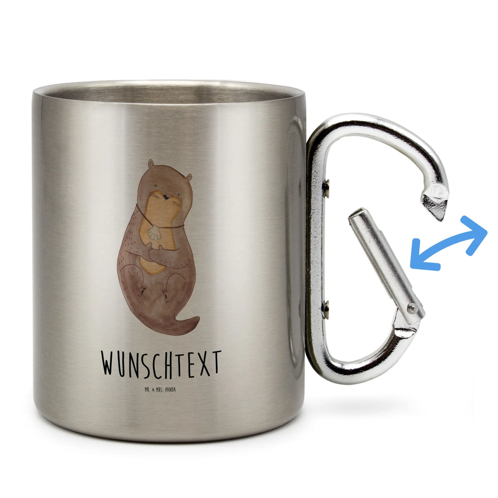 Personalisierter Edelstahlbecher Otter mit Muschelmedaillon Personalisierte Edelstahltasse, Personalisierter Edelstahlbecher, Personalisierter Outdoor Becher, Personalisierte Outdoor Tasse, Otter, Fischotter, Seeotter, Otterliebe, grübeln, träumen, Motivation, Tagträumen, Büro