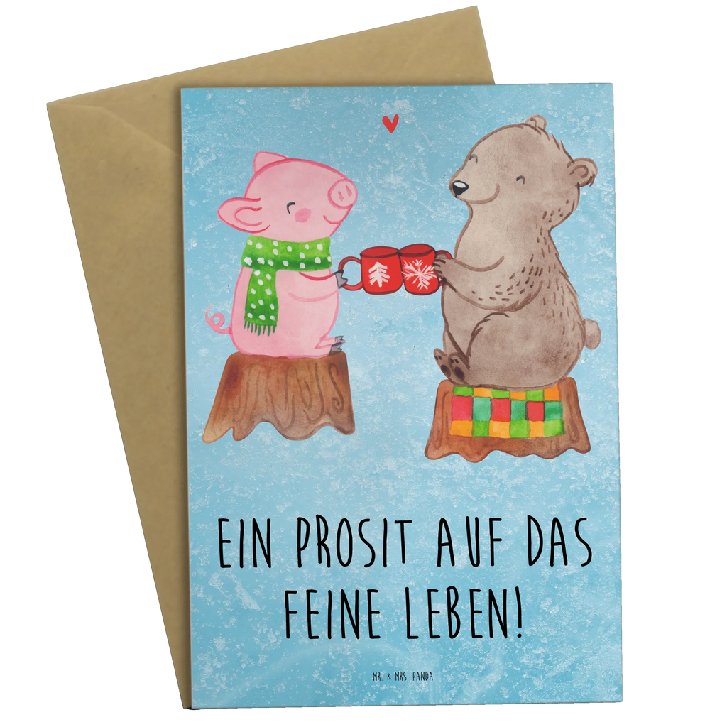 Grußkarte Glühschwein Sause Grußkarte, Klappkarte, Einladungskarte, Glückwunschkarte, Hochzeitskarte, Geburtstagskarte, Karte, Ansichtskarten, Winter, Weihnachten, Weihnachtsdeko, Nikolaus, Advent, Heiligabend, Wintermotiv, Prost, Alles Gute, Weihnachtszeit, Schwein, Bär