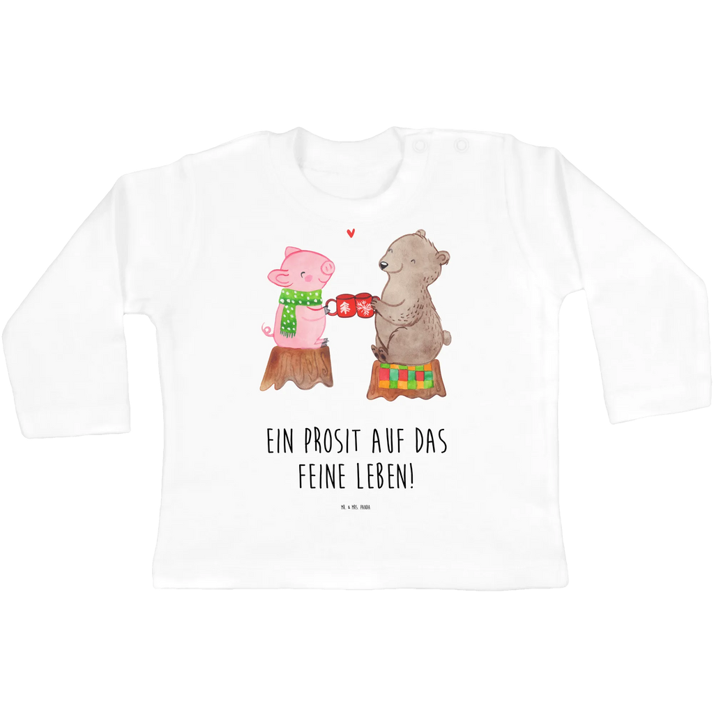 Baby Longsleeve Glühschwein Sause Mädchen, Jungen, Baby, Langarm, Bio, Kleidung, Winter, Weihnachten, Weihnachtsdeko, Nikolaus, Advent, Heiligabend, Wintermotiv, Prost, Alles Gute, Weihnachtszeit, Schwein, Bär