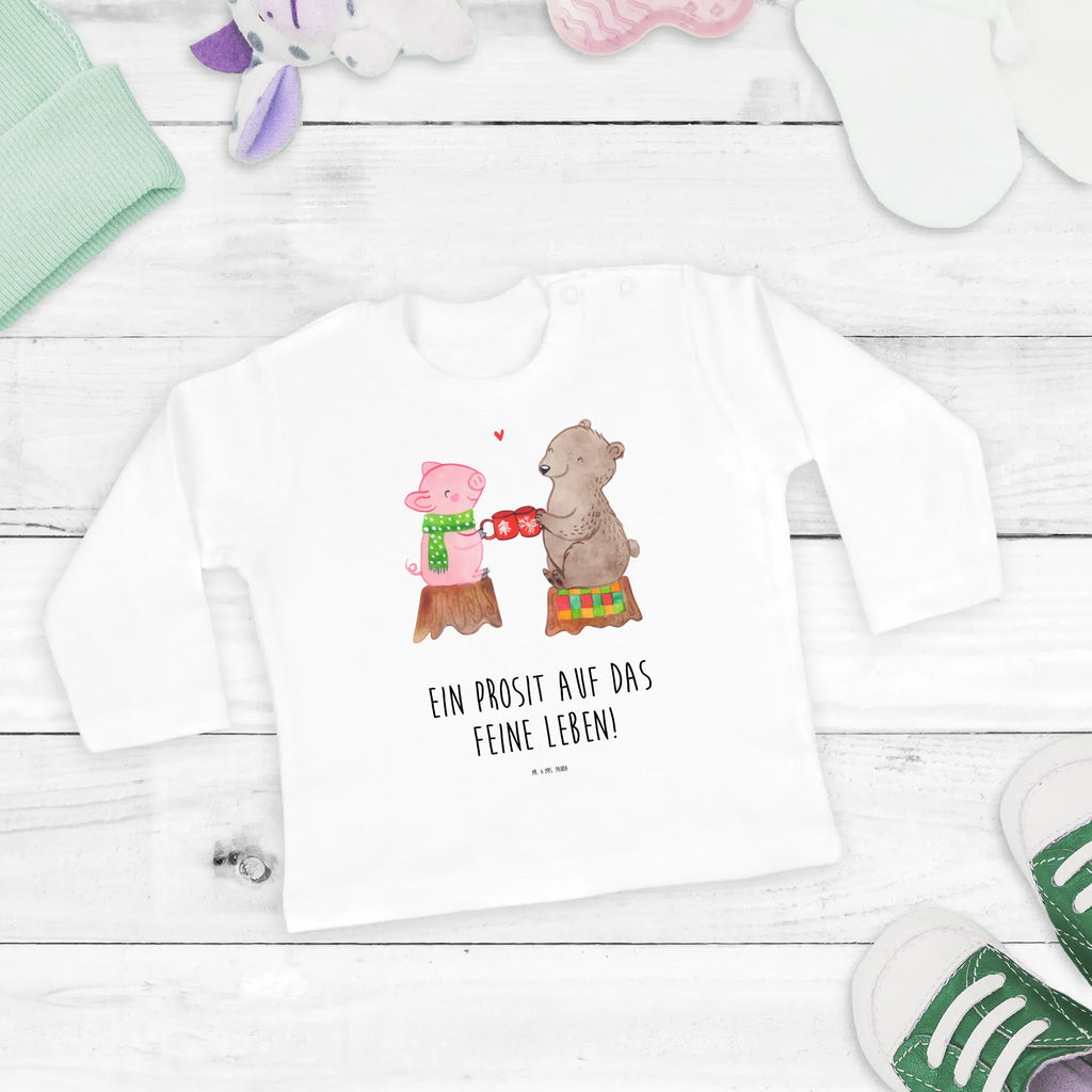 Baby Longsleeve Glühschwein Sause Mädchen, Jungen, Baby, Langarm, Bio, Kleidung, Winter, Weihnachten, Weihnachtsdeko, Nikolaus, Advent, Heiligabend, Wintermotiv, Prost, Alles Gute, Weihnachtszeit, Schwein, Bär