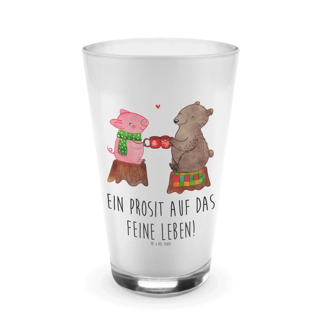 Glas Glühschwein Sause Cappuccino Glas, Glas, Cappuccino Tasse, Latte Macchiato, Winter, Weihnachten, Weihnachtsdeko, Nikolaus, Advent, Heiligabend, Wintermotiv, Prost, Alles Gute, Weihnachtszeit, Schwein, Bär