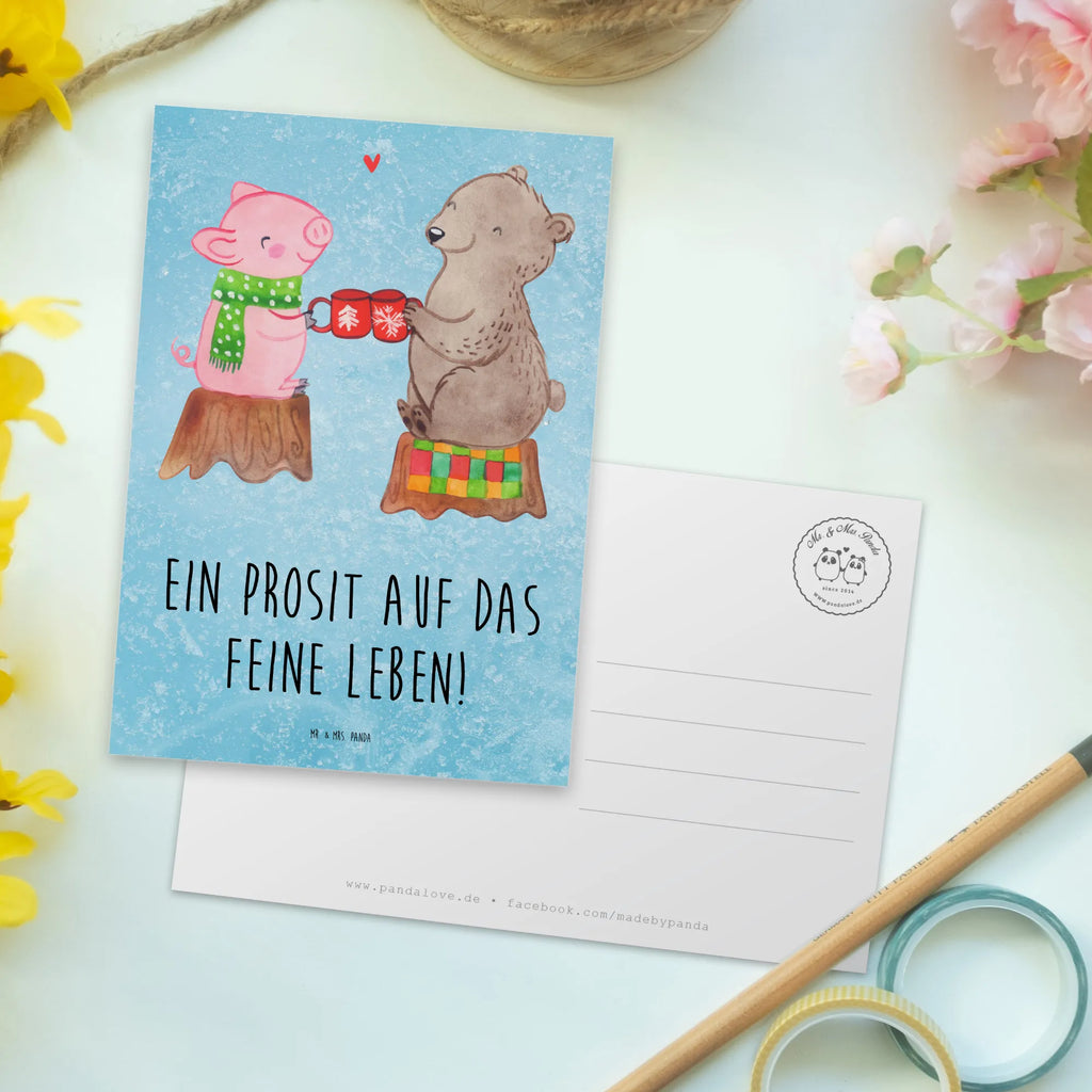 Postkarte Glühschwein Sause Postkarte, Karte, Geschenkkarte, Grußkarte, Einladung, Ansichtskarte, Geburtstagskarte, Einladungskarte, Dankeskarte, Ansichtskarten, Einladung Geburtstag, Einladungskarten Geburtstag, Winter, Weihnachten, Weihnachtsdeko, Nikolaus, Advent, Heiligabend, Wintermotiv, Prost, Alles Gute, Weihnachtszeit, Schwein, Bär