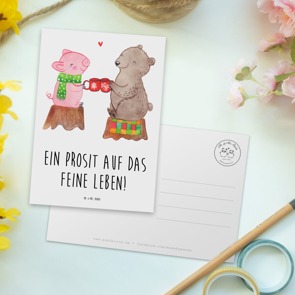 Postkarte Glühschwein Sause Postkarte, Karte, Geschenkkarte, Grußkarte, Einladung, Ansichtskarte, Geburtstagskarte, Einladungskarte, Dankeskarte, Ansichtskarten, Einladung Geburtstag, Einladungskarten Geburtstag, Winter, Weihnachten, Weihnachtsdeko, Nikolaus, Advent, Heiligabend, Wintermotiv, Prost, Alles Gute, Weihnachtszeit, Schwein, Bär