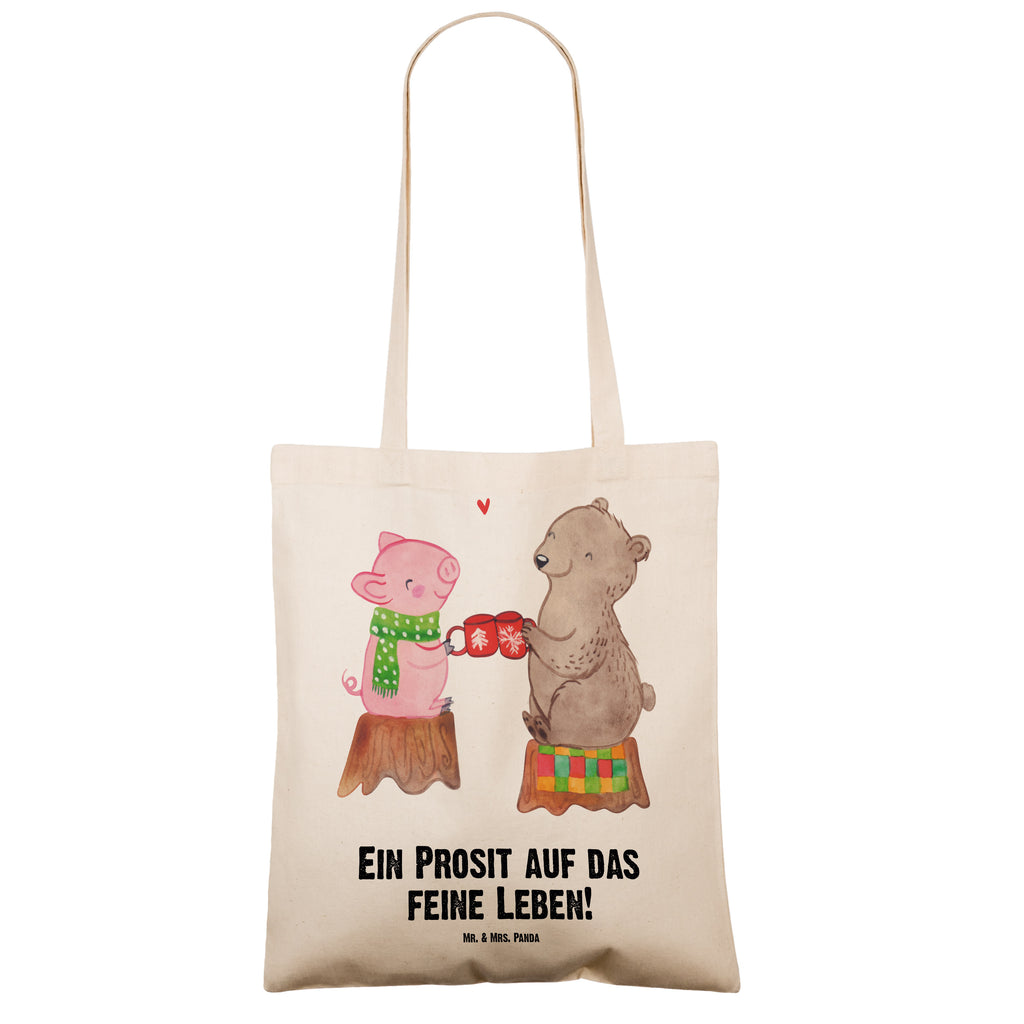 Tragetasche Glühschwein Sause Beuteltasche, Beutel, Einkaufstasche, Jutebeutel, Stoffbeutel, Tasche, Shopper, Umhängetasche, Strandtasche, Schultertasche, Stofftasche, Tragetasche, Badetasche, Jutetasche, Einkaufstüte, Laptoptasche, Winter, Weihnachten, Weihnachtsdeko, Nikolaus, Advent, Heiligabend, Wintermotiv, Prost, Alles Gute, Weihnachtszeit, Schwein, Bär