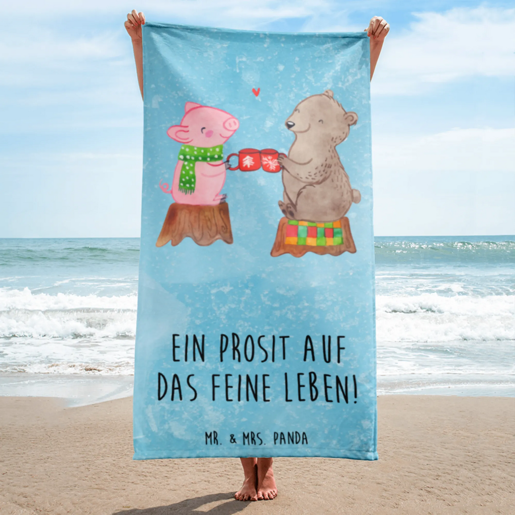 XL Badehandtuch Glühschwein Sause Handtuch, Badetuch, Duschtuch, Strandtuch, Saunatuch, Winter, Weihnachten, Weihnachtsdeko, Nikolaus, Advent, Heiligabend, Wintermotiv, Prost, Alles Gute, Weihnachtszeit, Schwein, Bär