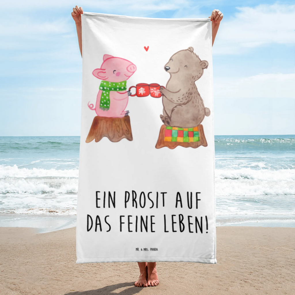 XL Badehandtuch Glühschwein Sause Handtuch, Badetuch, Duschtuch, Strandtuch, Saunatuch, Winter, Weihnachten, Weihnachtsdeko, Nikolaus, Advent, Heiligabend, Wintermotiv, Prost, Alles Gute, Weihnachtszeit, Schwein, Bär