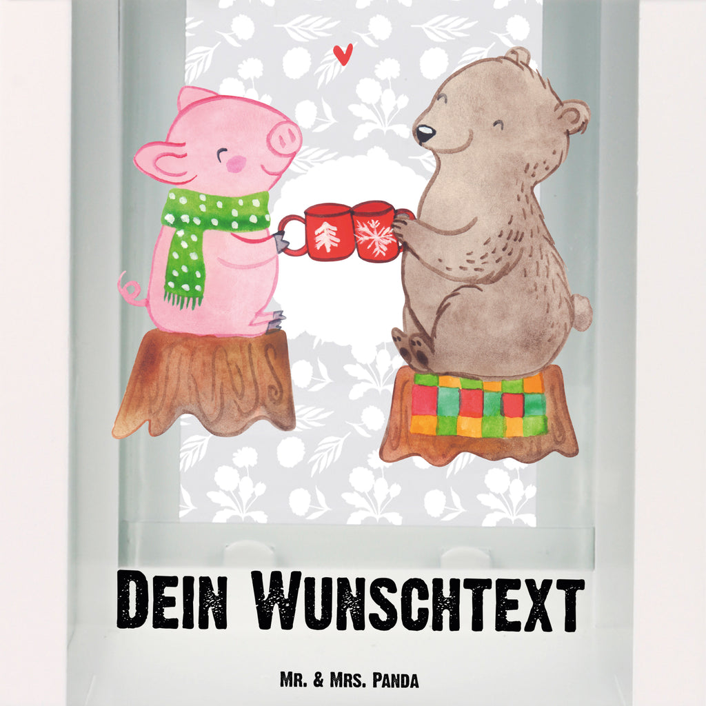 Personalisierte Deko Laterne Glühschwein Sause Gartenlampe, Gartenleuchte, Gartendekoration, Gartenlicht, Laterne kleine Laternen, XXL Laternen, Laterne groß, Winter, Weihnachten, Weihnachtsdeko, Nikolaus, Advent, Heiligabend, Wintermotiv, Prost, Alles Gute, Weihnachtszeit, Schwein, Bär