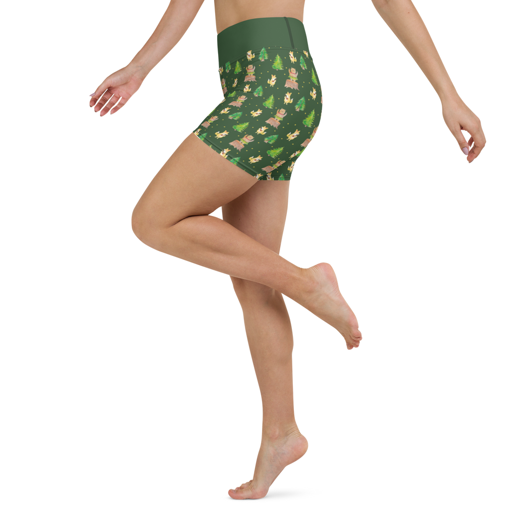 Yoga Shorts Waldtiere Aloha Muster Yoga Shorts, Yogashorts, Sporthose, Sportshorts, Fitnesshose, Sportshorts Damen, Yoga Shorts Damen, Yogabekleidung, Sportbekleidung, Tiermotive, Gute Laune, lustige Sprüche, Tiere, Wald, Waldtiere, Musik, Aloha, Bär, Hase, Igel, Tanzen, Leben, Lachen