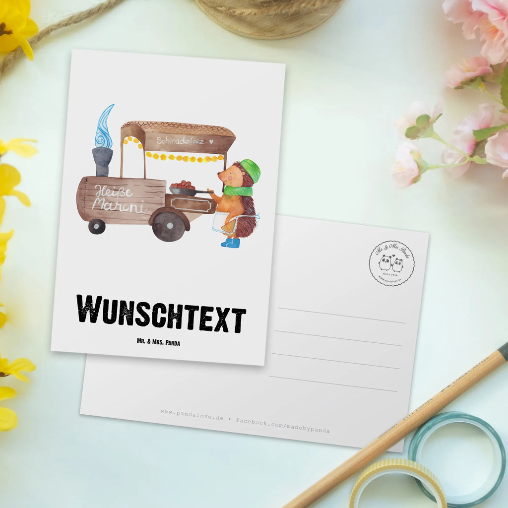 Personalisierte Postkarte Igel Maronen Postkarte mit Namen, Postkarte bedrucken, Postkarte mit Wunschtext, Postkarte personalisierbar, Geschenkkarte mit Namen, Grußkarte mit Namen, Karte mit Namen, Einladung mit Namen, Ansichtskarte mit Namen, Geschenkkarte mit Wunschtext, Grußkarte mit Wunschtext, Karte mit Wunschtext, Einladung mit Wunschtext, Ansichtskarte mit Wunschtext, Winter, Weihnachten, Weihnachtsdeko, Nikolaus, Advent, Heiligabend, Wintermotiv, Maronen, Weihnachtsmarkt, Kastanien, Duft