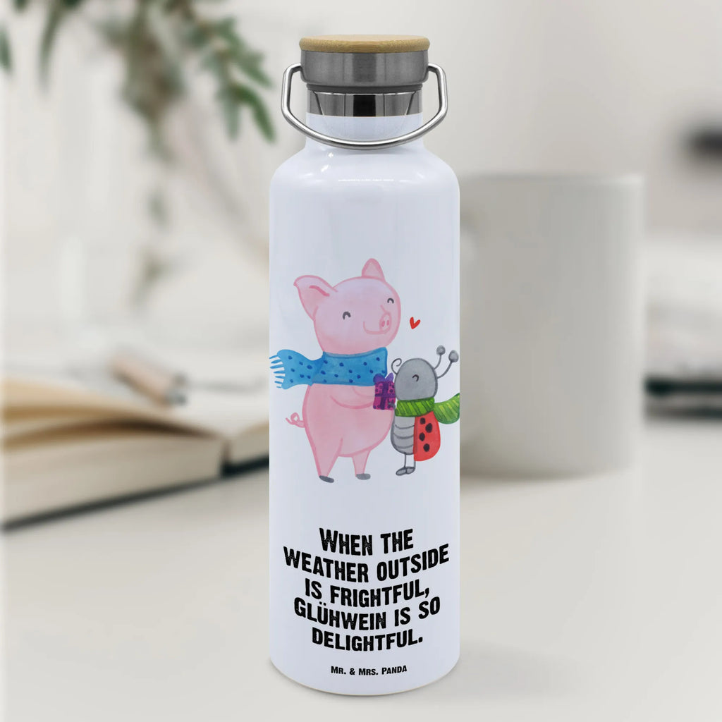 Trinkflasche Glühschwein Smörle Thermosflasche, Isolierflasche, Edelstahl, Trinkflasche, isoliert, Wamrhaltefunktion, Sportflasche, Flasche zum Sport, Sportlerflasche, Winter, Weihnachten, Weihnachtsdeko, Nikolaus, Advent, Heiligabend, Wintermotiv, Handgezeichnetes Glühschwein, Kreatives Glühschwein Design, Winterlicher Glühwein Spruch, Glühwein Liebhaber Geschenk, Herzliches Marienkäfer Motiv, Marienkäfer in Winterkleidung, Glühwein ist köstlich Spruch, Smörle der stolze Marienkäfer, Süßer Marienkäfer gibt Geschenk, Romantische Geschenkidee Glühwein