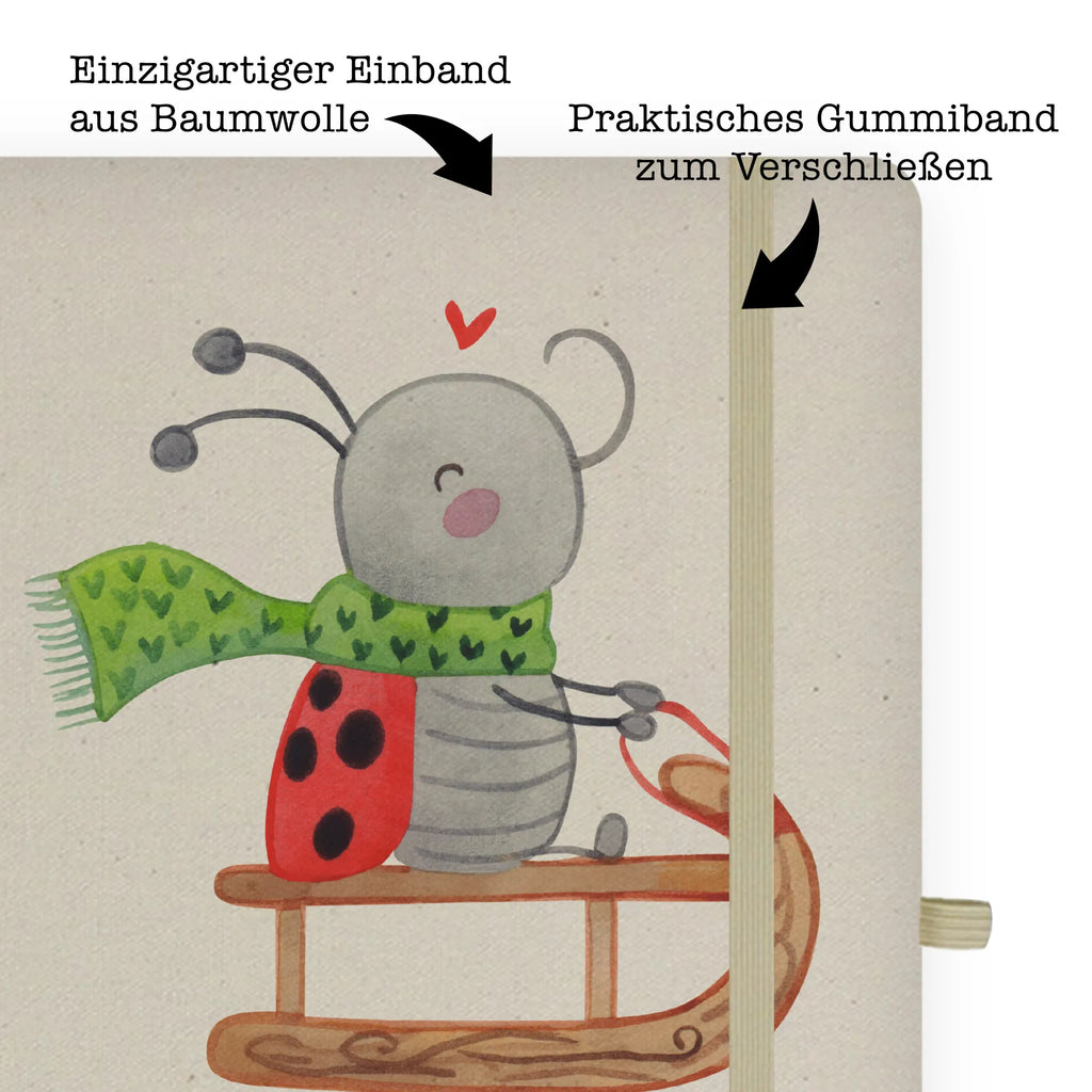 Baumwoll Notizbuch Smörle Rodeln Notizen, Eintragebuch, Tagebuch, Notizblock, Adressbuch, Journal, Kladde, Skizzenbuch, Notizheft, Schreibbuch, Schreibheft, Winter, Weihnachten, Weihnachtsdeko, Nikolaus, Advent, Heiligabend, Wintermotiv, Schlittenfahren, Smörle, Marzipan